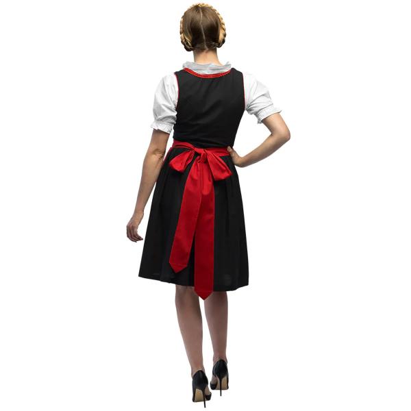 Oktoberfest Tyrolerkjole Rød/Sort/Hvid