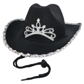 Cowboyhat med Glitter Sort