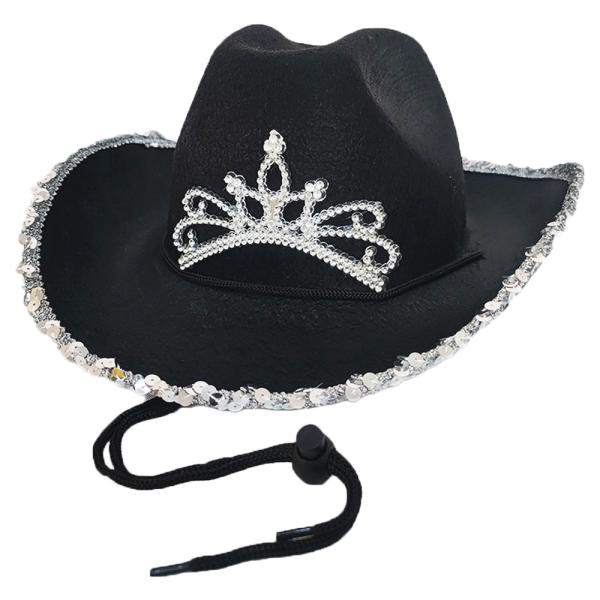 Cowboyhat med Glitter Sort