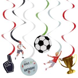 H&aelig;ngende Swirls Fodbold F&oslash;dselsdagsfest 6-pak