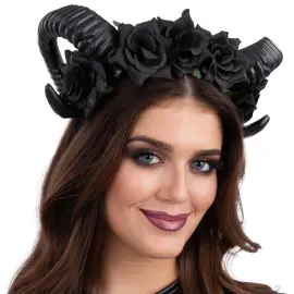 Hårbøjle med Sorte Horn & Roser