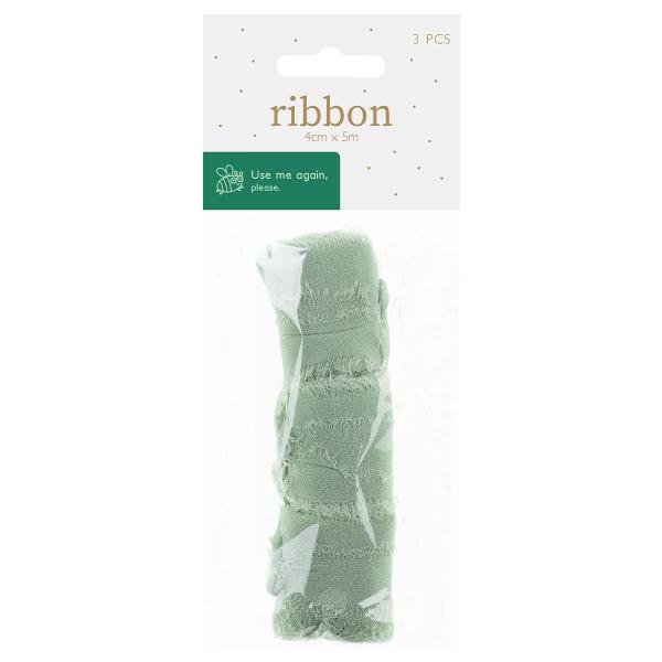 Chiffonbånd Pistaciegrøn 40 mm 3-pak