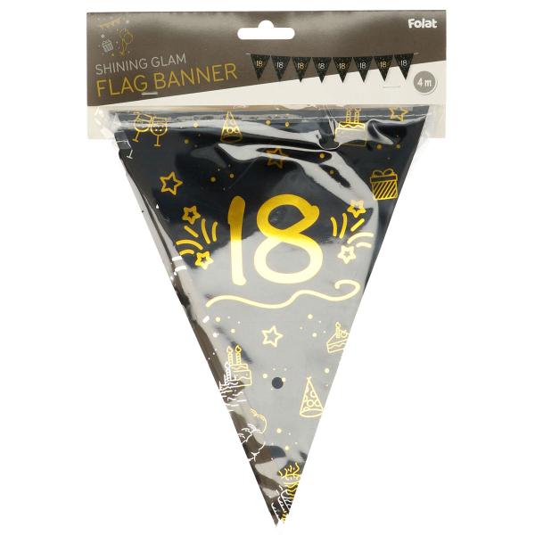 Vimpelguirlande Sort 18 år