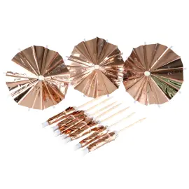 Partypicks Drinkparaply Metallic Lysrosa 10 cm 10-pak