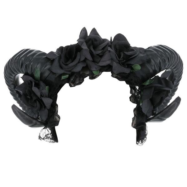 Hårbøjle med Sorte Horn & Roser