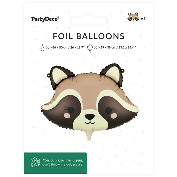 Folieballon Vaskebjørn 59 x 39 cm