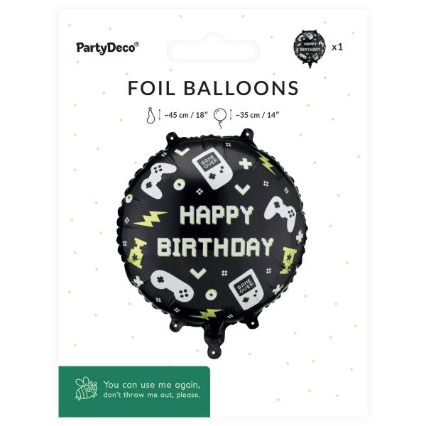 Gaming Folieballon Happy Birthday Sort