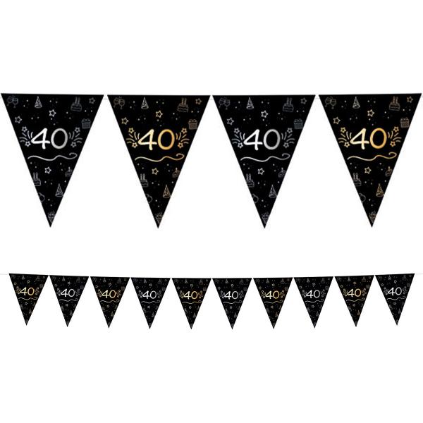 Vimpelguirlande Sort 40 år