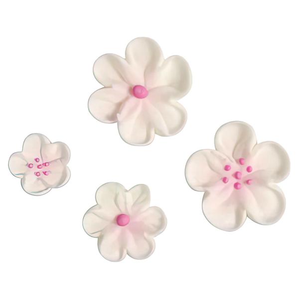 Sukkerpynt Blomster Hvid og Pink