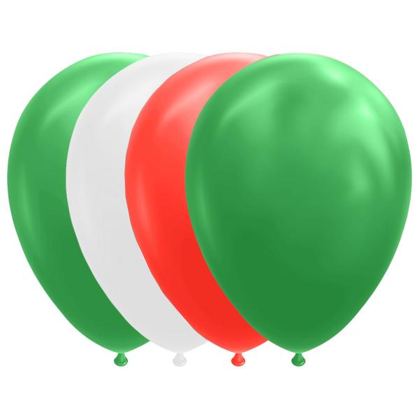 Ballonmix Grøn/Hvid/Rød 10-pak
