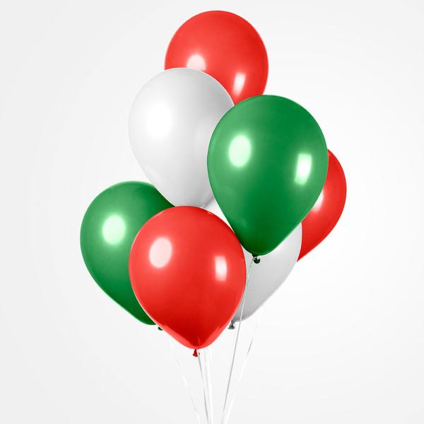 Ballonmix Grøn/Hvid/Rød 10-pak