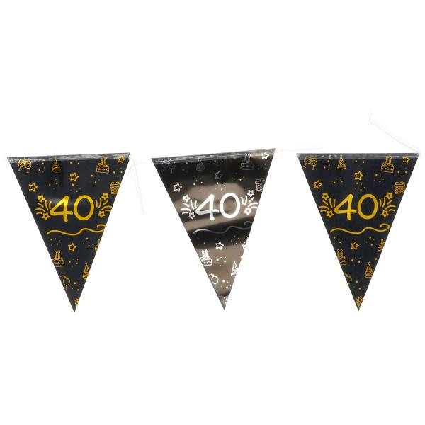 Vimpelguirlande Sort 40 år