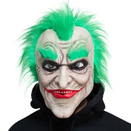 Latexmaske Skr&aelig;kklovn med Gr&oslash;nt H&aring;r