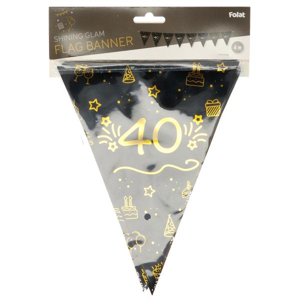 Vimpelguirlande Sort 40 år