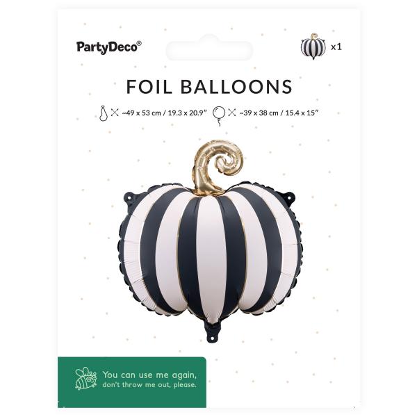 Folieballon Stribet Græskar Sort og Hvid