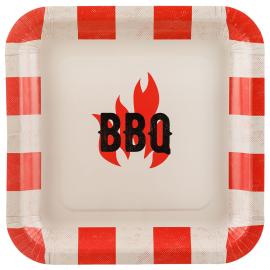 Kvadratiske Paptallerkener BBQ 6-pak