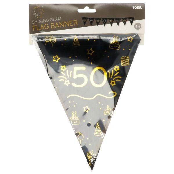 Vimpelguirlande Sort 50 år