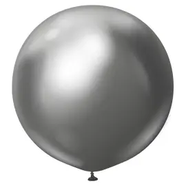 Grå Kæmpestor Chrome Latexballoner Space Grey 2-pak