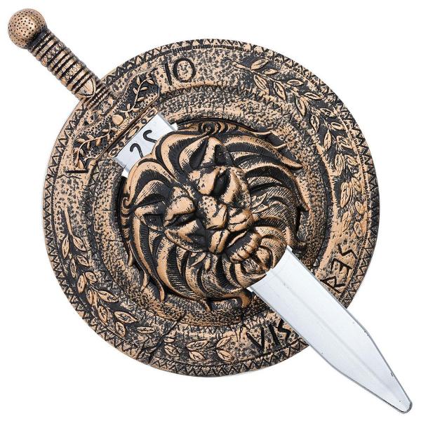 Gladiator Sværd & Skjold med Løvemotiv