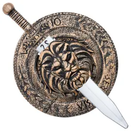 Gladiator Sværd & Skjold med Løvemotiv
