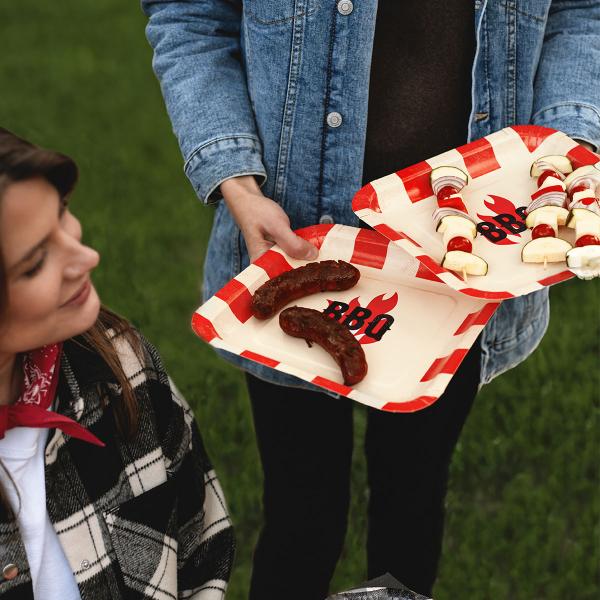 Kvadratiske Paptallerkener BBQ 6-pak