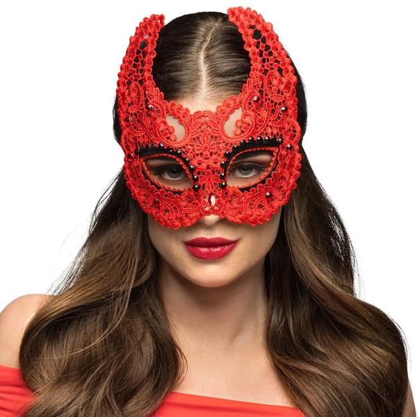 Blonde Djævlemaske Rød