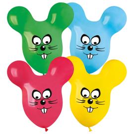 Figurballoner Mus Farvemix Mat 65 cm 4-pak