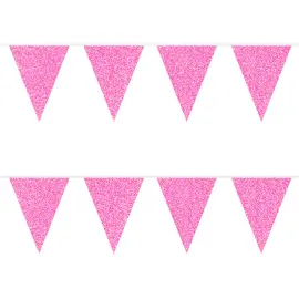 Magenta Glitter Flagguirlande