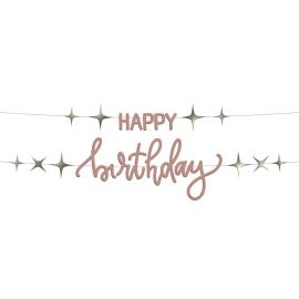 Bogstavguirlande Happy Birthday Cremelyserød