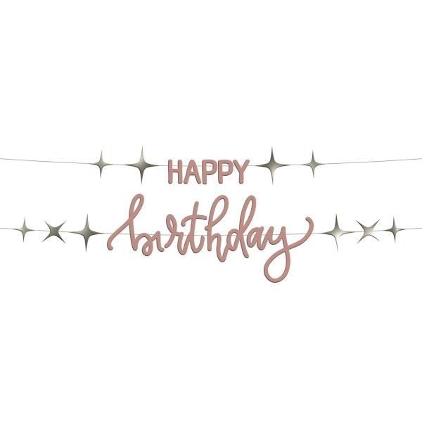 Bogstavguirlande Happy Birthday Cremelyserød