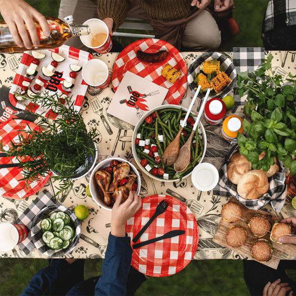 Kvadratiske Paptallerkener BBQ 6-pak
