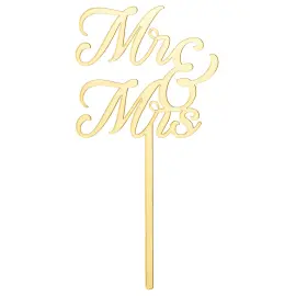 Mr & Mrs Cake Topper Guld