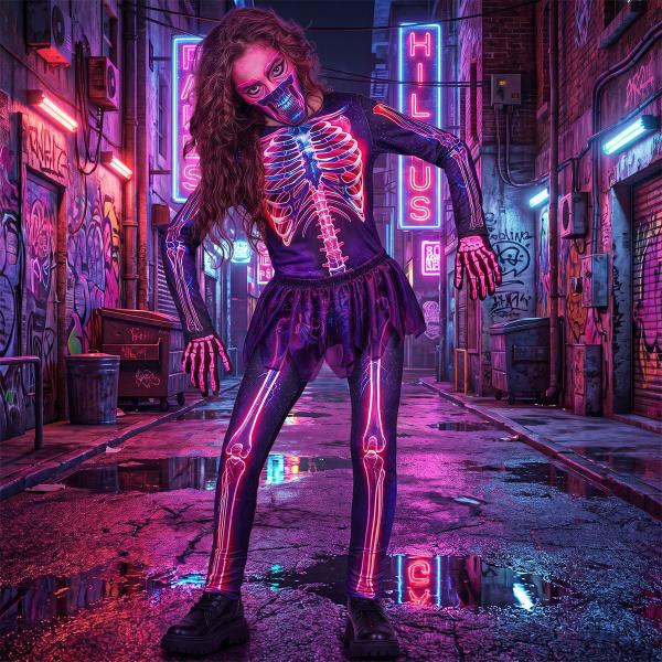 Kostume Skelet Neon Børn