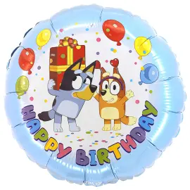 Bluey Happy Birthday Rund Folieballon