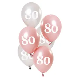 80-års Balloner Pink & Sølv