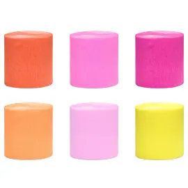 Crepepapir Lyser&oslash;d/Orange/Gul 6-pak