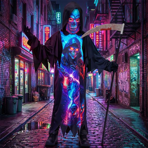Kostume Manden med Leen Neon Børn