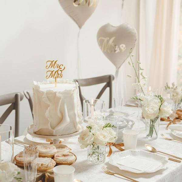 Mr & Mrs Cake Topper Guld