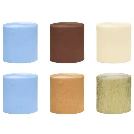 Crepepapir Lyseblå/Brun 6-pak