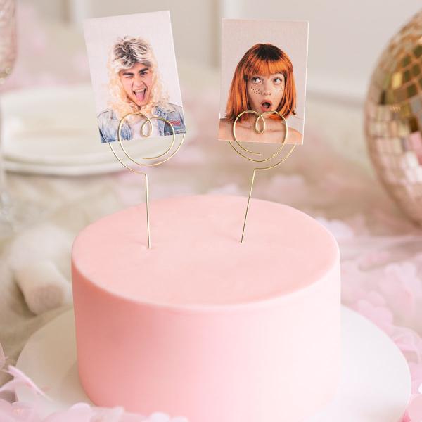 Cake Toppers Hjerter Guld 2-pak