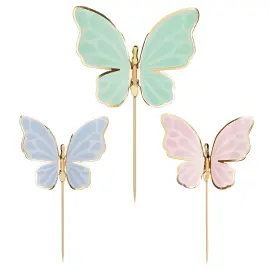 Cake Toppers Sommerfugle Farvemix 9-pak