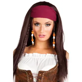 Brun Pirat Paryk med Bandana