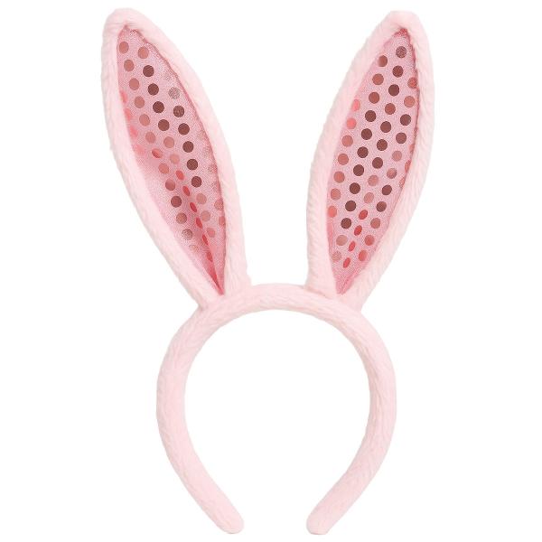 Kaninører Hårbøjle med Pailletter Lyserød