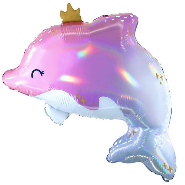 Folieballon Delfin med Krone