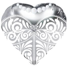 Folieballon Brudekjole S&oslash;lv 45 cm