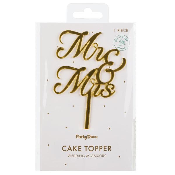 Mr & Mrs Cake Topper Guld