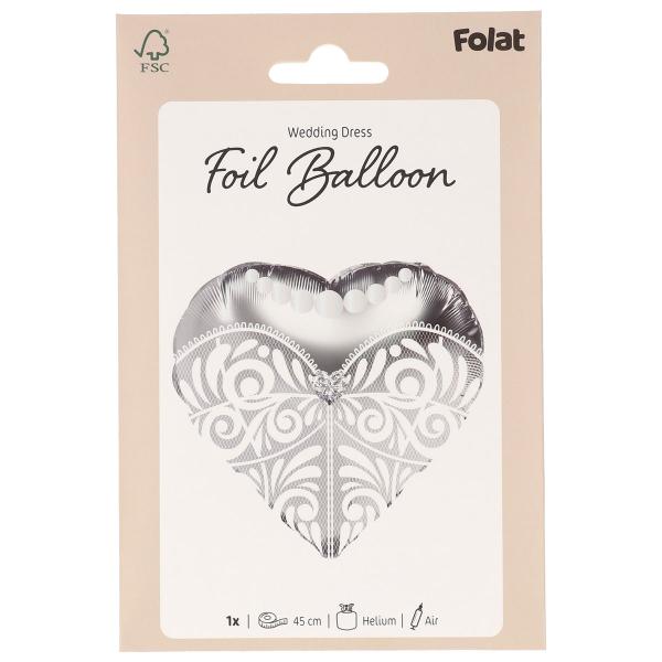 Folieballon Brudekjole Sølv 45 cm