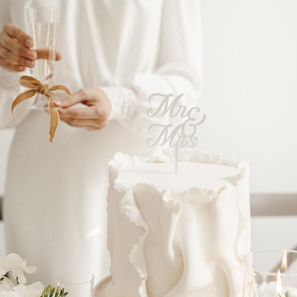 Mr & Mrs Cake Topper Hvid