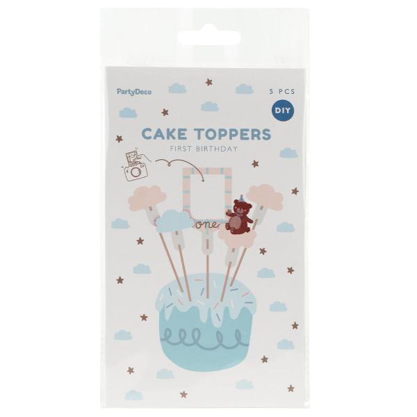 Cake Toppers Teddybjørn 1 år 5-pak