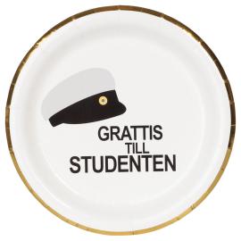 Paptallerkener Studenterhue 23 cm 8-pak